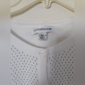 Croft & Barrow Textured White Button-Up Sweater